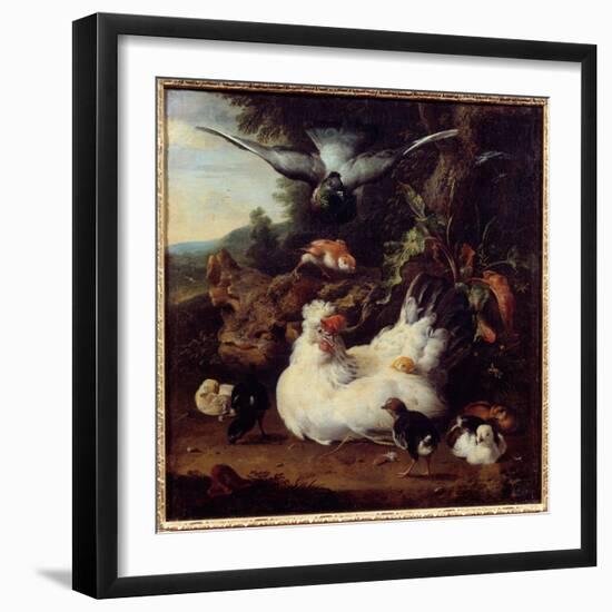 A Hen and Her Chicks Painting by Melchior Hondecoeter (1636-1695) 17Th Century Caen, Museum of Fine-Melchior de Hondecoeter-Framed Giclee Print