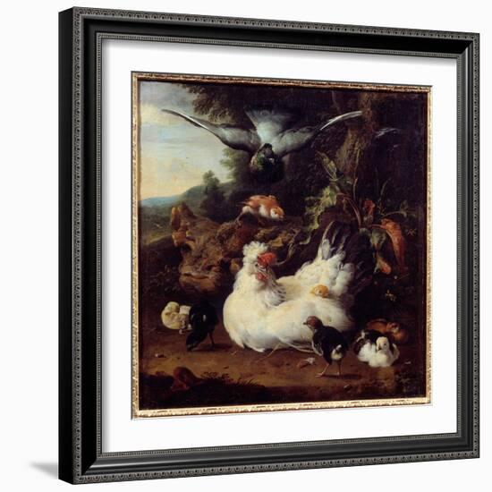 A Hen and Her Chicks Painting by Melchior Hondecoeter (1636-1695) 17Th Century Caen, Museum of Fine-Melchior de Hondecoeter-Framed Giclee Print