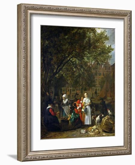 A Herb Market in Amsterdam-Gabriel Metsu-Framed Giclee Print