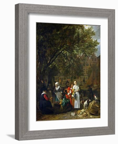 A Herb Market in Amsterdam-Gabriel Metsu-Framed Giclee Print