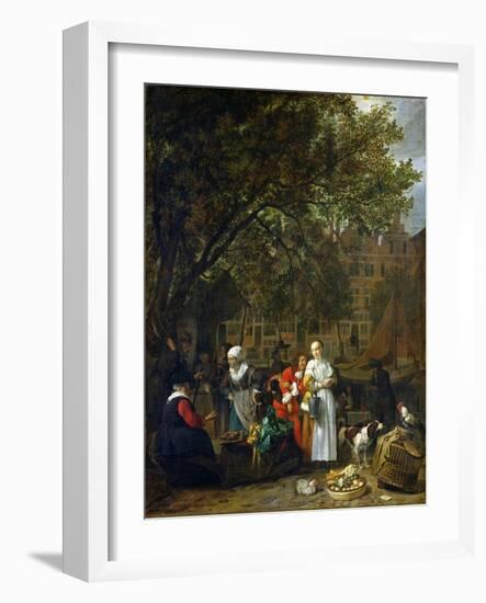 A Herb Market in Amsterdam-Gabriel Metsu-Framed Giclee Print