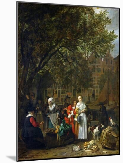 A Herb Market in Amsterdam-Gabriel Metsu-Mounted Giclee Print