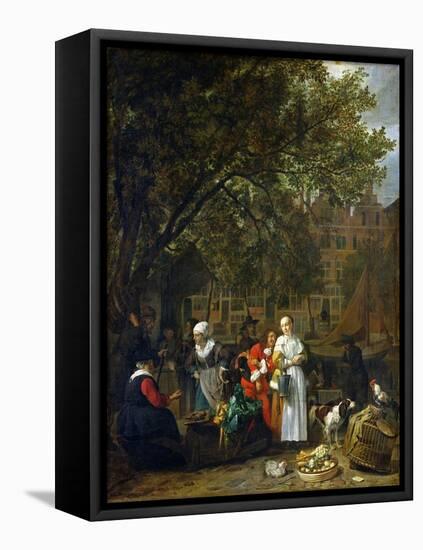 A Herb Market in Amsterdam-Gabriel Metsu-Framed Premier Image Canvas