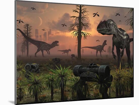 A Herd of Allosaurus Dinosaur Cause Chaos-Stocktrek Images-Mounted Photographic Print