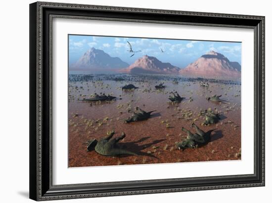 A Herd of Dead Centrosaurus Dinosaurs Killed by a Flash Flood-null-Framed Premium Giclee Print