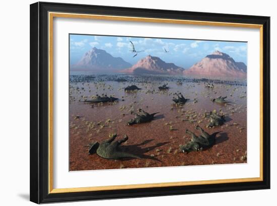 A Herd of Dead Centrosaurus Dinosaurs Killed by a Flash Flood-null-Framed Premium Giclee Print