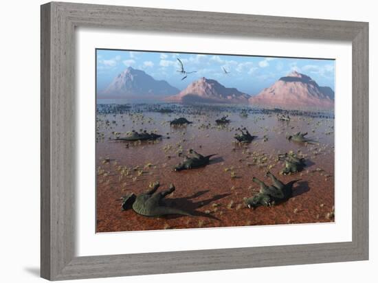 A Herd of Dead Centrosaurus Dinosaurs Killed by a Flash Flood-null-Framed Art Print