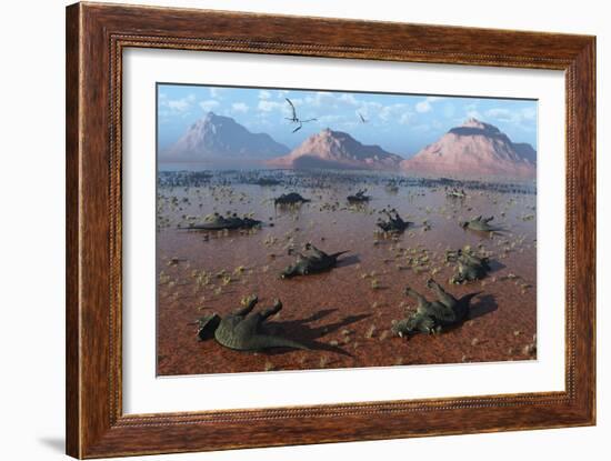 A Herd of Dead Centrosaurus Dinosaurs Killed by a Flash Flood-null-Framed Art Print