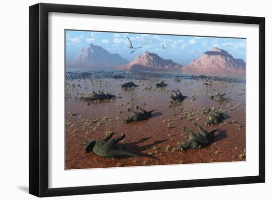 A Herd of Dead Centrosaurus Dinosaurs Killed by a Flash Flood-null-Framed Art Print