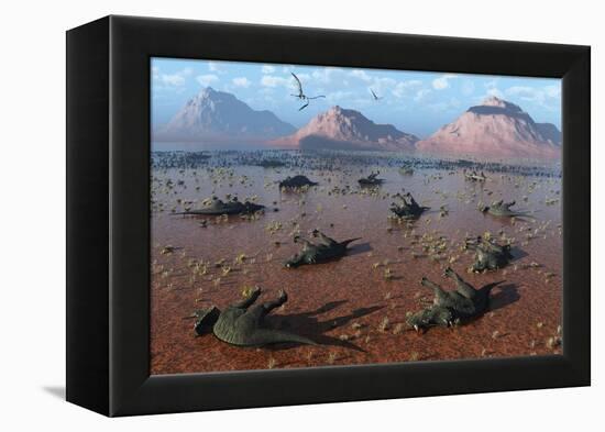 A Herd of Dead Centrosaurus Dinosaurs Killed by a Flash Flood-null-Framed Stretched Canvas