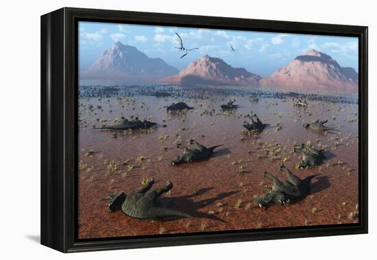 A Herd of Dead Centrosaurus Dinosaurs Killed by a Flash Flood-null-Framed Stretched Canvas