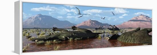 A Herd of Dead Centrosaurus Dinosaurs Killed by a Flash Flood-null-Framed Stretched Canvas