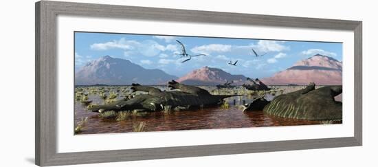 A Herd of Dead Centrosaurus Dinosaurs Killed by a Flash Flood-null-Framed Art Print