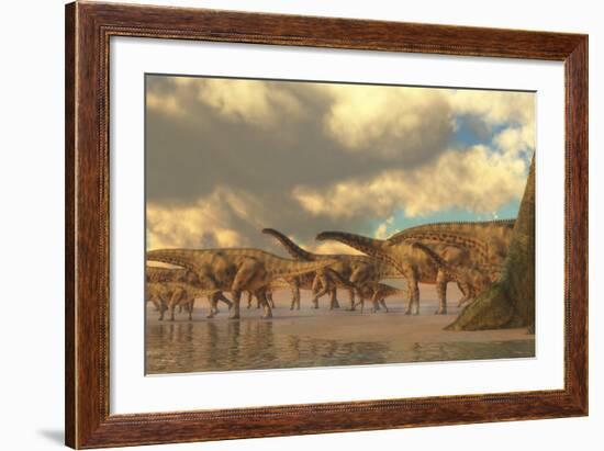 A Herd of Spinosphorosaurus-Stocktrek Images-Framed Art Print