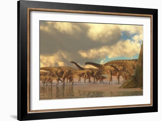 A Herd of Spinosphorosaurus-Stocktrek Images-Framed Art Print