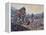 A Herd of Woolly Mammoth and Scimitar Sabertooth, Pleistocene Epoch-null-Framed Stretched Canvas