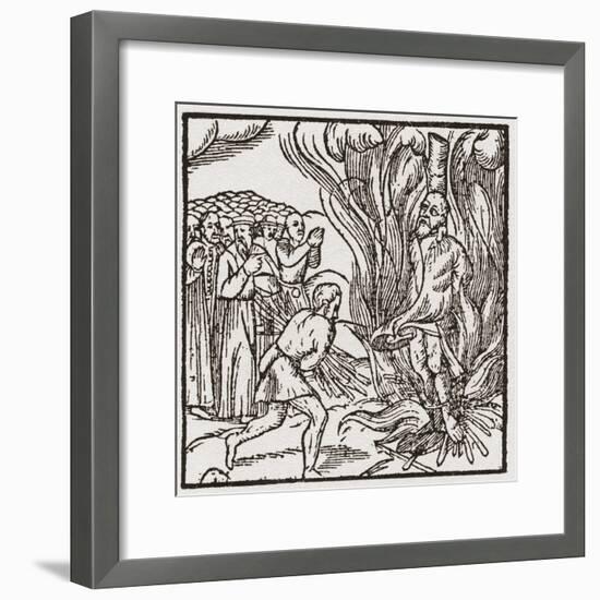 A Heretic Being Burnt at the Stake During the Tudor Period in England-null-Framed Giclee Print