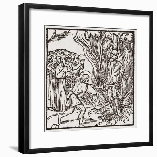 A Heretic Being Burnt at the Stake During the Tudor Period in England-null-Framed Giclee Print