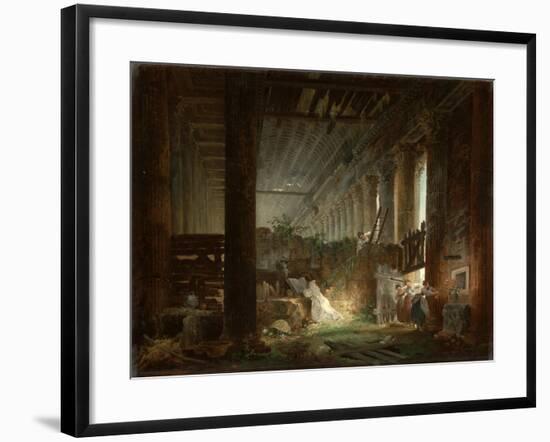 A Hermit Praying in the Ruins of a Roman Temple. c.1760-Hubert Robert-Framed Giclee Print