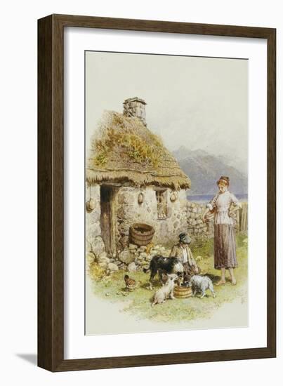 A Highland Cottage-Myles Birket Foster-Framed Giclee Print