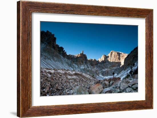 A Hiker Stands Below Wheeler Peak In Great Basin National Park, Nevada-Lindsay Daniels-Framed Photographic Print