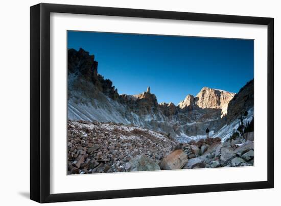 A Hiker Stands Below Wheeler Peak In Great Basin National Park, Nevada-Lindsay Daniels-Framed Photographic Print