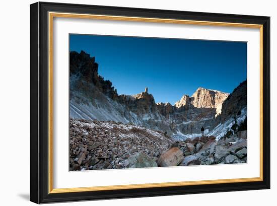A Hiker Stands Below Wheeler Peak In Great Basin National Park, Nevada-Lindsay Daniels-Framed Photographic Print