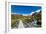 A hiking trail crosses wooden bridge over a creak high up in the mountains, New Zealand-Logan Brown-Framed Photographic Print