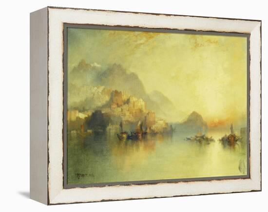 A Hillside Village at Sunset, 1918-Thomas Moran-Framed Premier Image Canvas