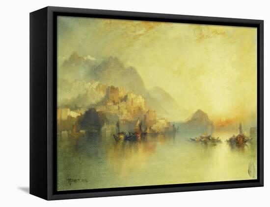 A Hillside Village at Sunset, 1918-Thomas Moran-Framed Premier Image Canvas