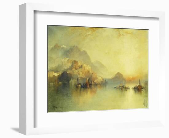 A Hillside Village at Sunset, 1918-Thomas Moran-Framed Giclee Print