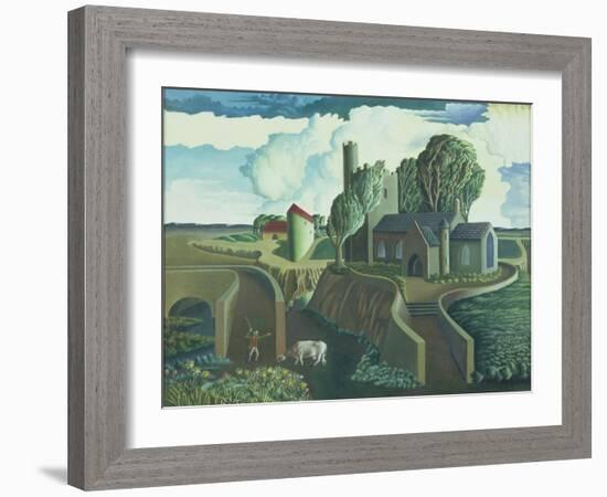 A Hilltop Church, 1930s-George Wright-Framed Giclee Print