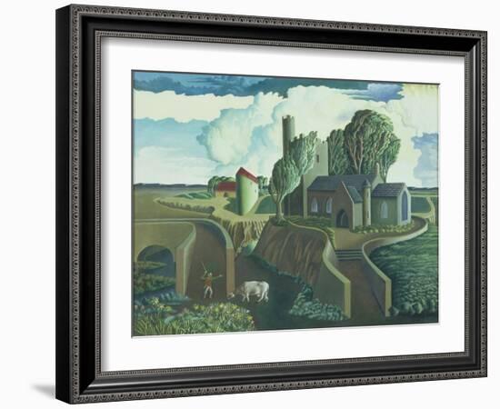 A Hilltop Church, 1930s-George Wright-Framed Giclee Print