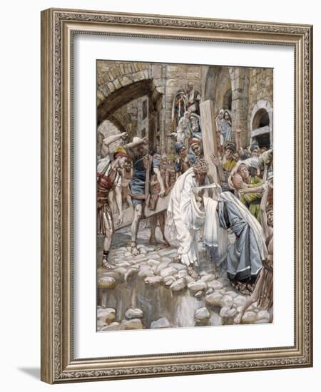 A Holy Woman Wipes the Face of Jesus, Illustration for 'The Life of Christ', C.1886-94-James Tissot-Framed Giclee Print