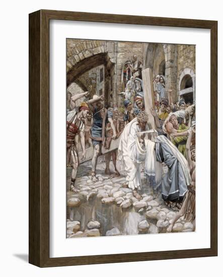 A Holy Woman Wipes the Face of Jesus, Illustration for 'The Life of Christ', C.1886-94-James Tissot-Framed Giclee Print