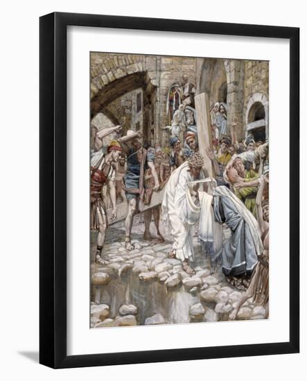 A Holy Woman Wipes the Face of Jesus, Illustration for 'The Life of Christ', C.1886-94-James Tissot-Framed Giclee Print