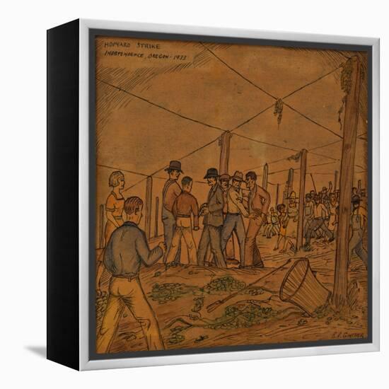 A Hop Field of Strikers and Farmers in Independence-Ronald Ginther-Framed Premier Image Canvas