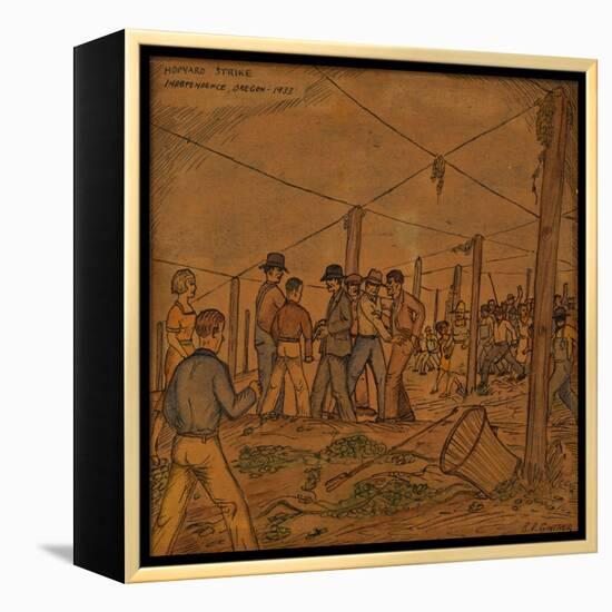 A Hop Field of Strikers and Farmers in Independence-Ronald Ginther-Framed Premier Image Canvas