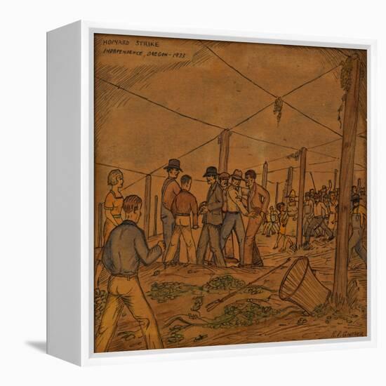 A Hop Field of Strikers and Farmers in Independence-Ronald Ginther-Framed Premier Image Canvas