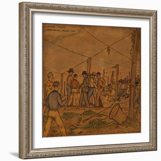 A Hop Field of Strikers and Farmers in Independence-Ronald Ginther-Framed Giclee Print