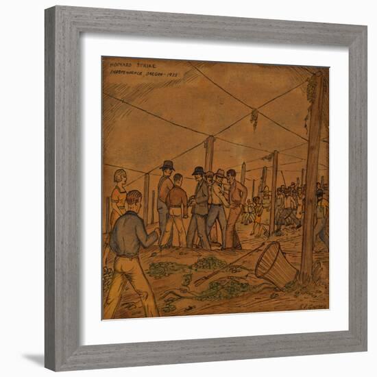 A Hop Field of Strikers and Farmers in Independence-Ronald Ginther-Framed Giclee Print