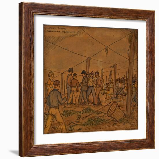 A Hop Field of Strikers and Farmers in Independence-Ronald Ginther-Framed Giclee Print