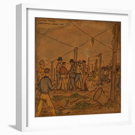 A Hop Field of Strikers and Farmers in Independence-Ronald Ginther-Framed Giclee Print