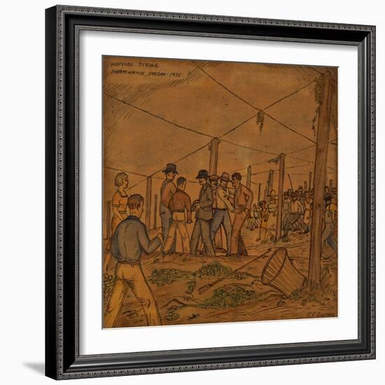 A Hop Field of Strikers and Farmers in Independence-Ronald Ginther-Framed Giclee Print