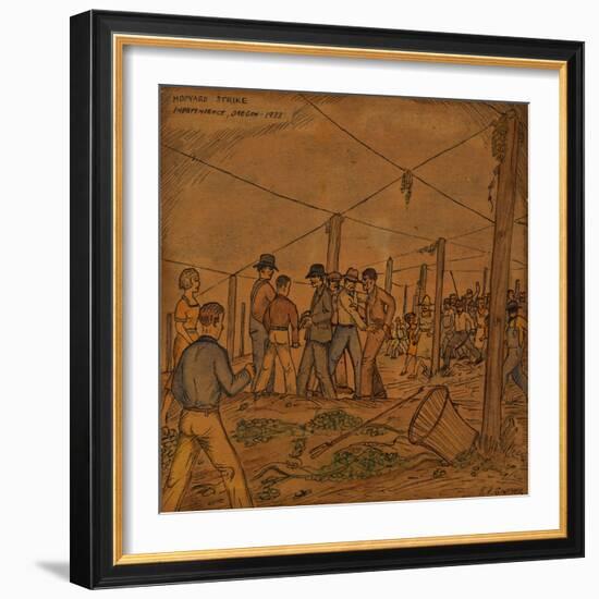 A Hop Field of Strikers and Farmers in Independence-Ronald Ginther-Framed Giclee Print