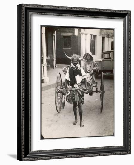 A Horned Rickshaw Man in Bulawayo, Southern Rhodesia (Now Zimbabwe)-null-Framed Photographic Print