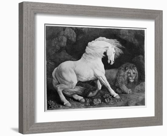 A Horse Affrighted by a Lion, Engraved by the Artist, 1788 (Etching)-George Stubbs-Framed Giclee Print