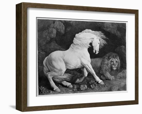 A Horse Affrighted by a Lion, Engraved by the Artist, 1788 (Etching)-George Stubbs-Framed Giclee Print