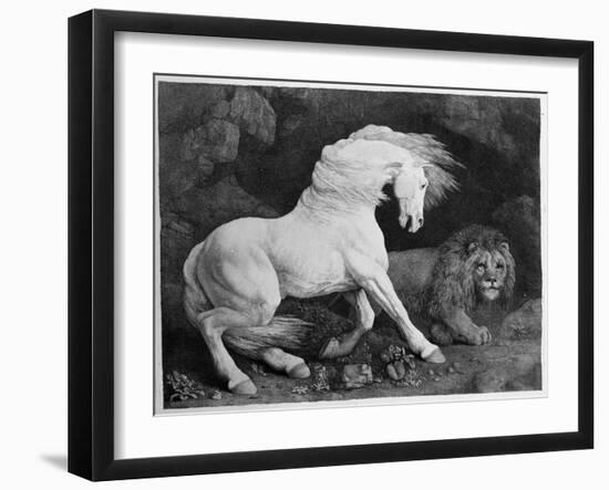 A Horse Affrighted by a Lion, Engraved by the Artist, 1788 (Etching)-George Stubbs-Framed Giclee Print