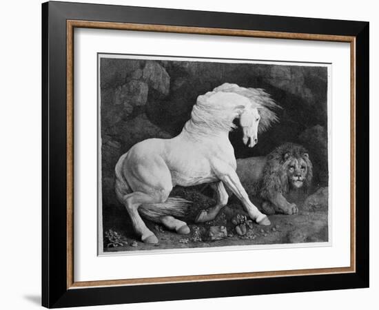 A Horse Affrighted by a Lion, Engraved by the Artist, 1788 (Etching)-George Stubbs-Framed Giclee Print